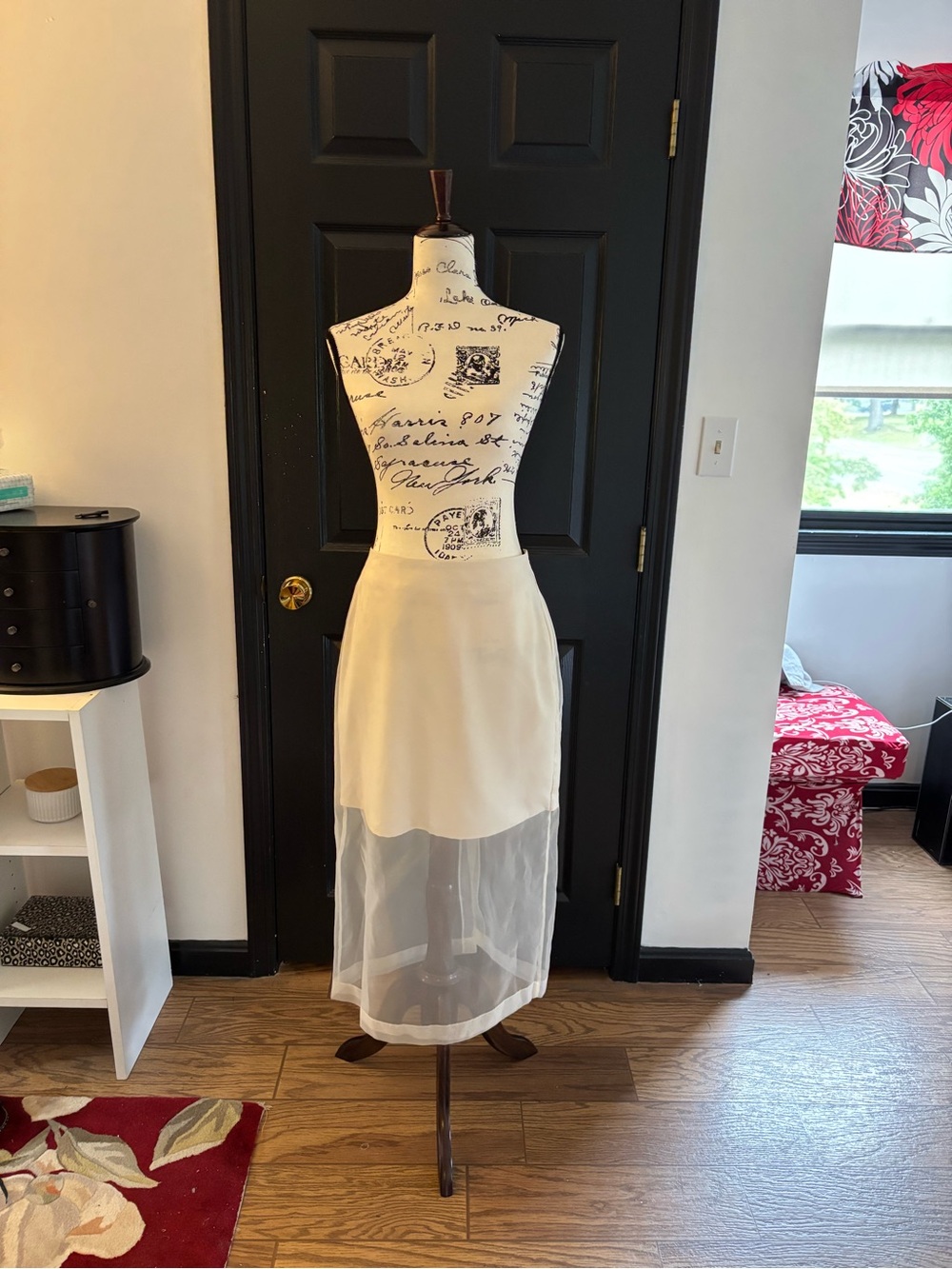 INC International Concepts Ivory Sheer Overlay Skirt